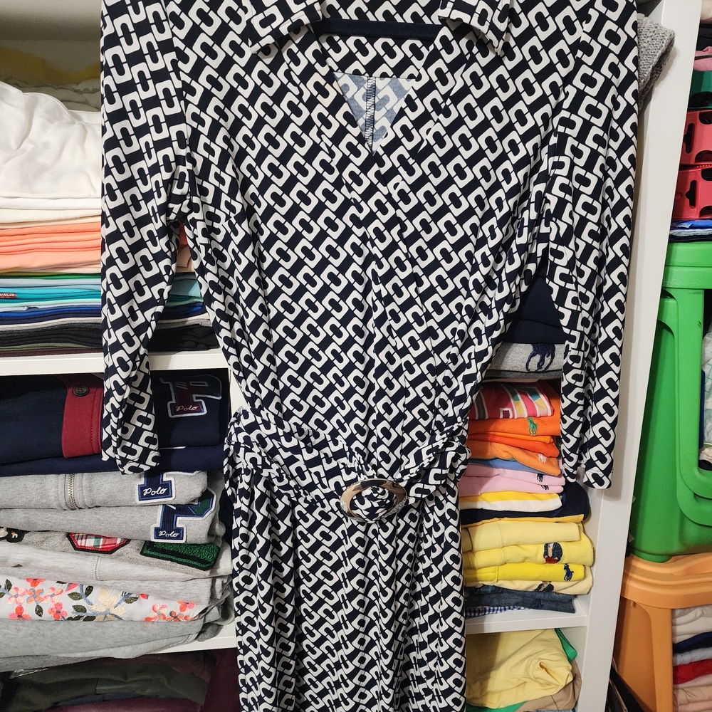 Chaps Monochrome Geometric Print Dress